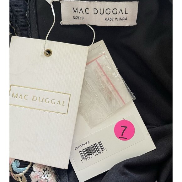 Mac Duggal 35111 Floral Embellished Embroidered Gown‎ Blouson Sleeves Size 6 NWT - Picture 6 of 7